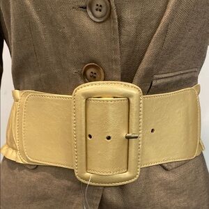 Gold Wide Leather Belt Ruched Size XLARGE